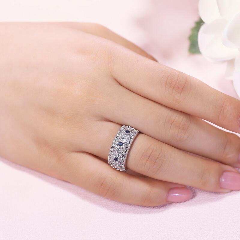 Jeulia Four Petals Flower Sterling Silver Women's Band