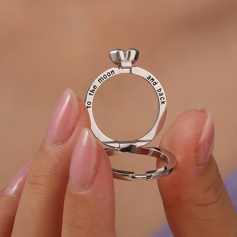 Jeulia Anillo de Promesa Grabado Personalizado Oculto de Plata de Ley