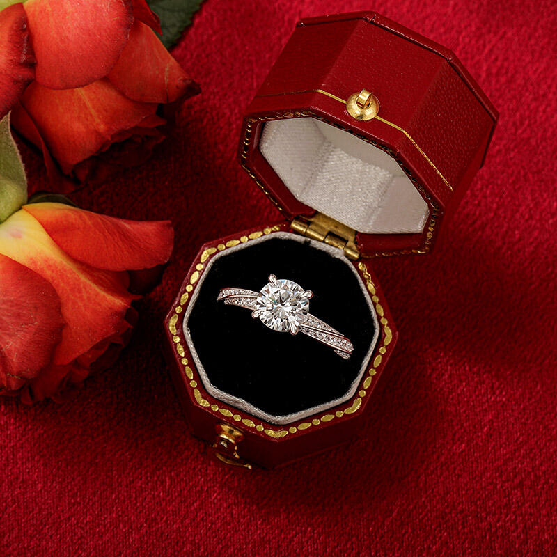 Jeulia Bague de Fiançailles Solitaire Classique à Nœud Coupe Ronde