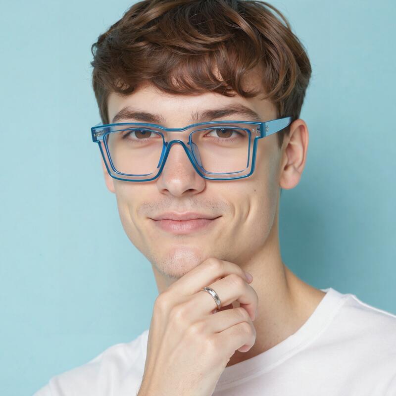 Bronte Square Blue Clear Glasses