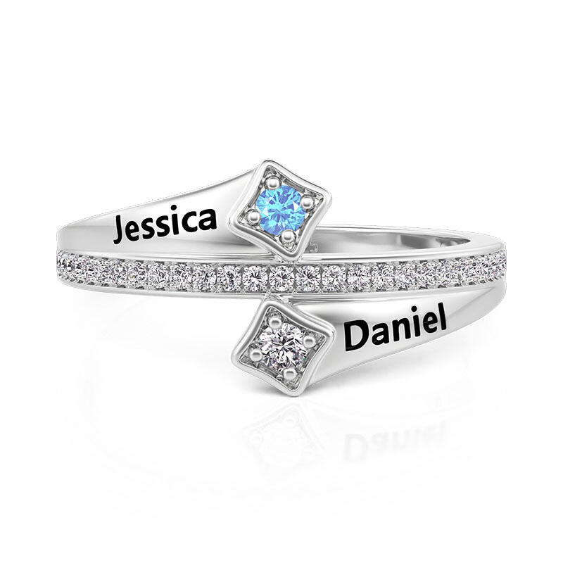 Jeulia Custom Name Round Cut Birthstone Ring