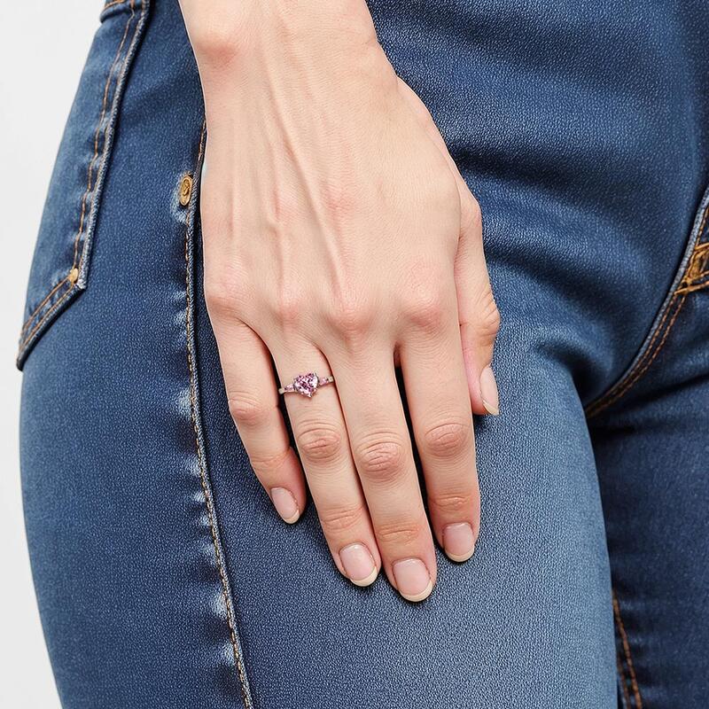 "My Crush" Heart Cut Three Stone Engagement Ring