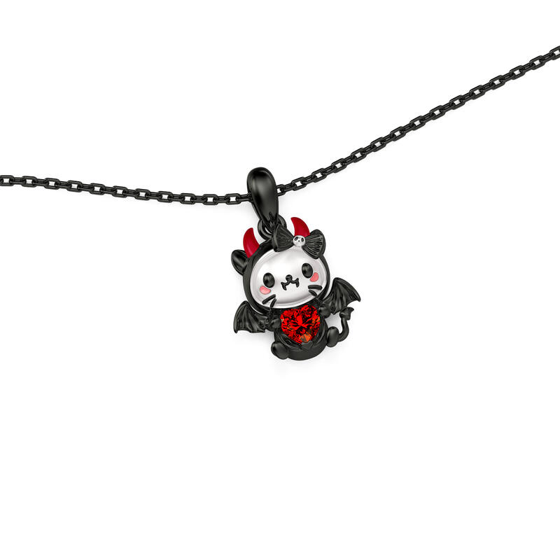 Jeulia Hug Me Little Devil Red Heart Necklace