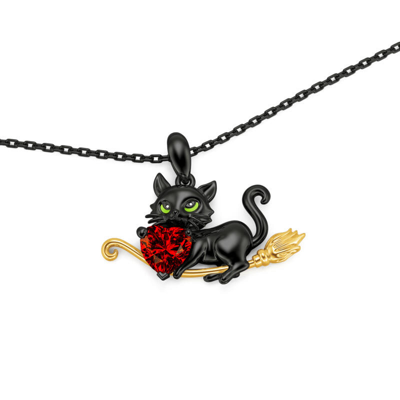 Jeullia Hug Me Magic Black Cat Custom Birthstone Necklace