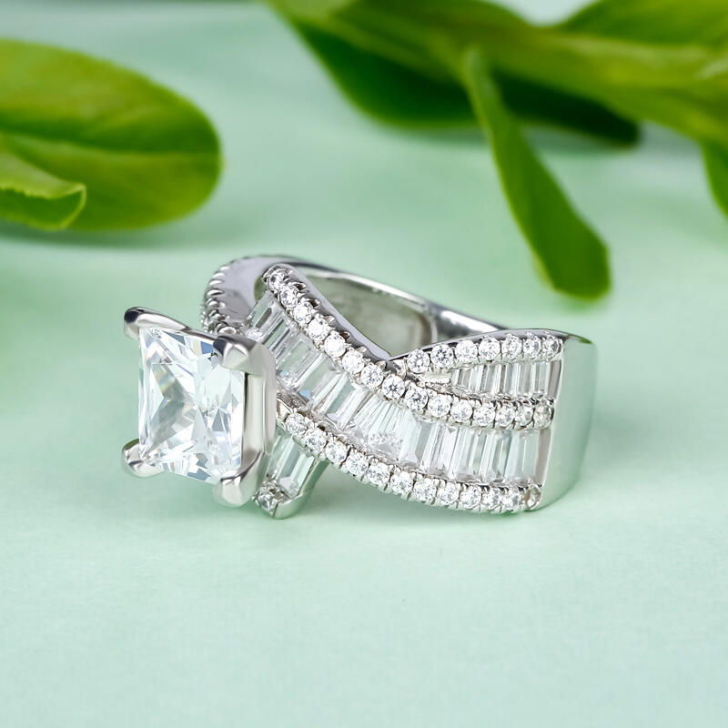 Jeulia Vintage Princess Cut Sterling Silver Ring