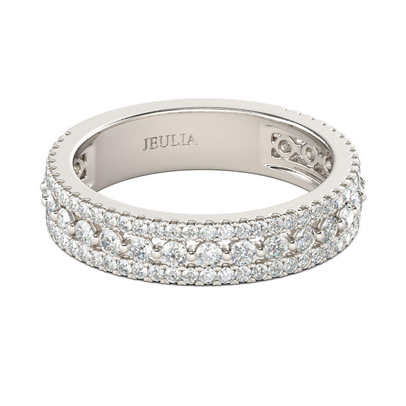 Jeulia Classic Round Cut Sterling Silver Women's Band