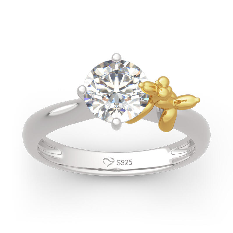 Jeulia Hug Me "Balloon Unicorn" Round Cut Sterling Silver Ring