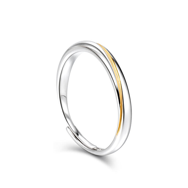 Jeulia "Every Side of Love" Mobius Two Tone Adjustable Sterling Silver Men's Band