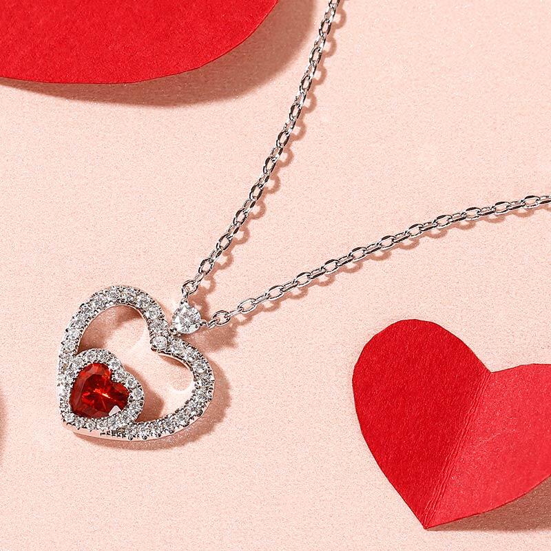 Jeulia "Brilliance Love" Heart Cut Sterling Silver Necklace