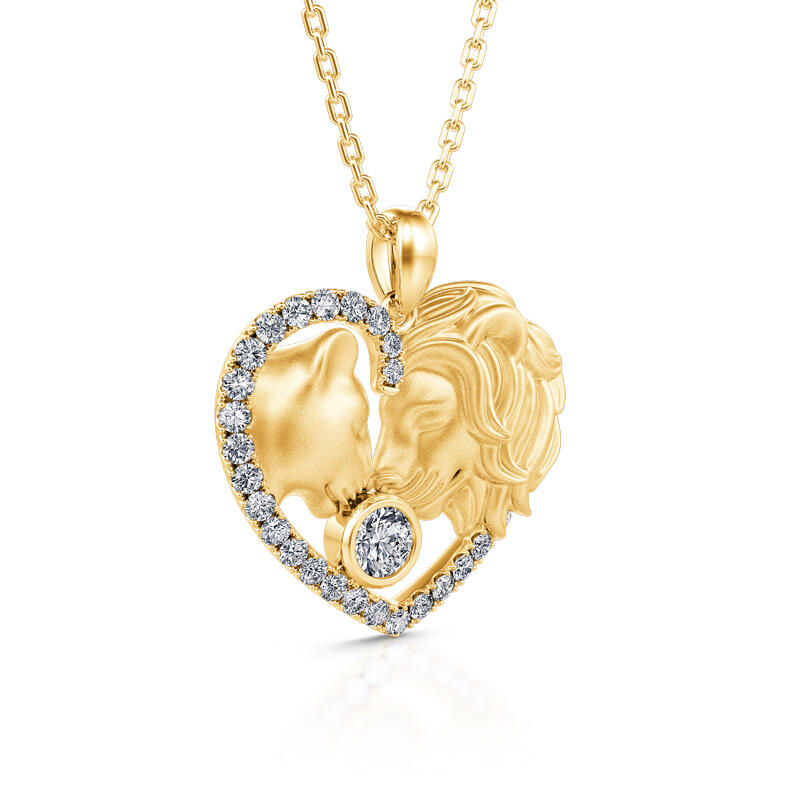 Jeulia Collar de plata de ley con diseño del rey y la reina león