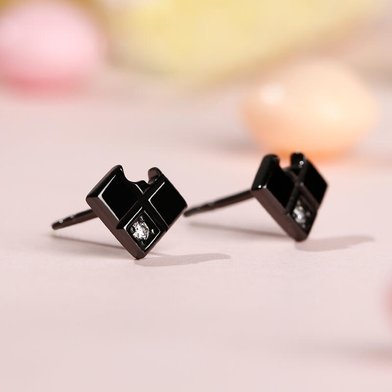 Jeulia Black Brown Sterling Silver Stud Earrings