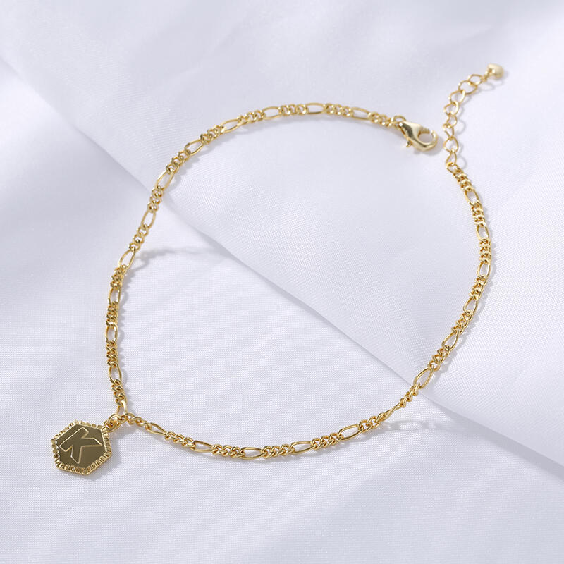 Jeulia Initial Tag Personalized Sterling Silver Anklet