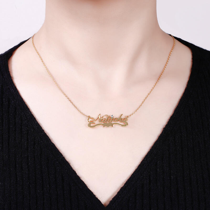 Jeulia "Together Forever" Personalized Sterling Silver Name Necklace with Birthstone