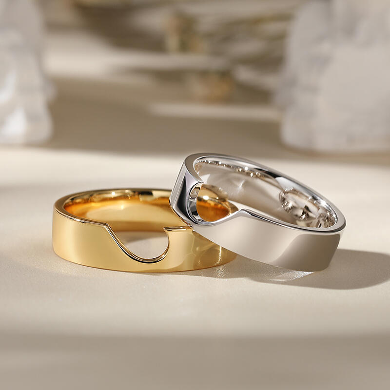 Jeulia Anillos para pareja de boda con diseño de corazón dos tonos plata de ley