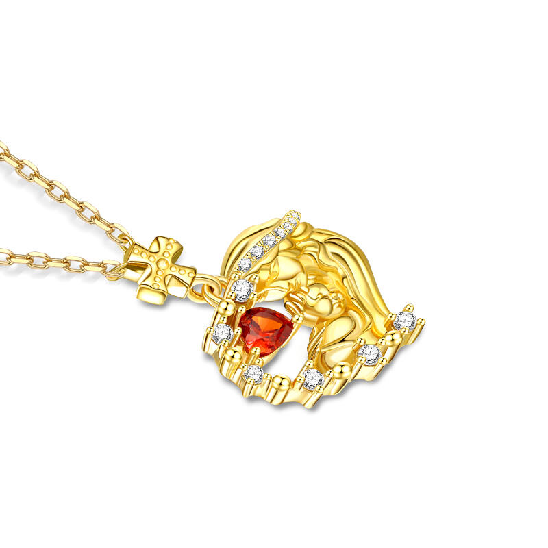 Jeulia "Warm Embrace" Mother & Baby Heart Cut Sterling Silver Necklace