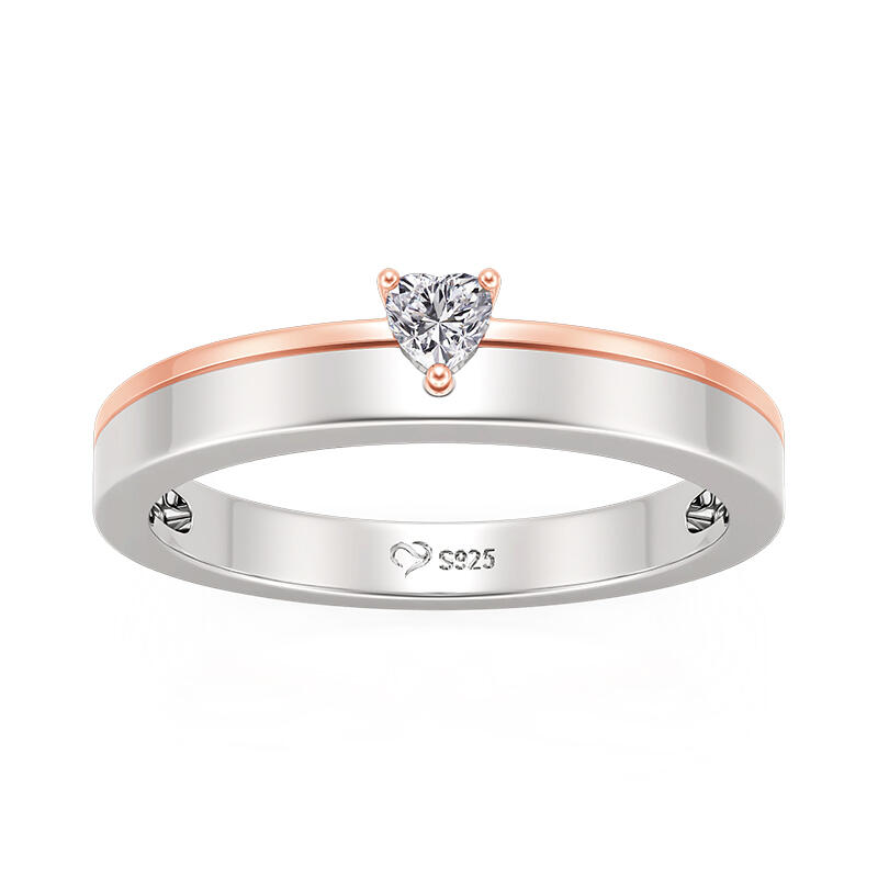Jeulia Anillos de Pareja de Boda Clásicos Bicolor en Plata de Ley