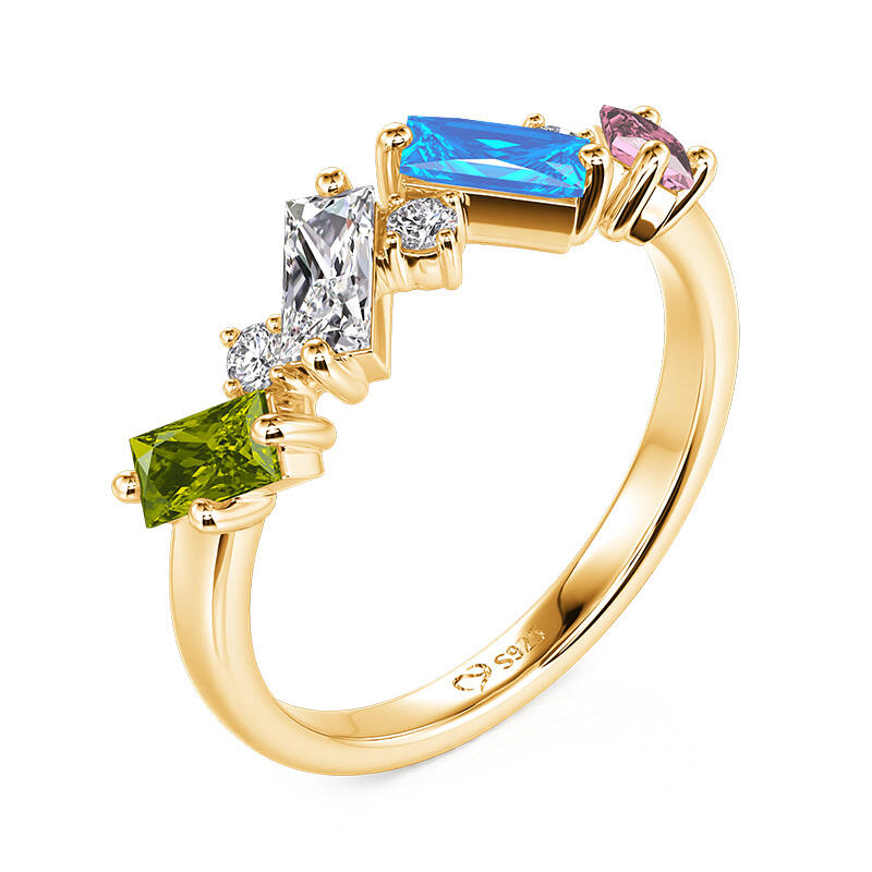 Jeulia Multicolored Gemstone Cluster Custom Women's Ring