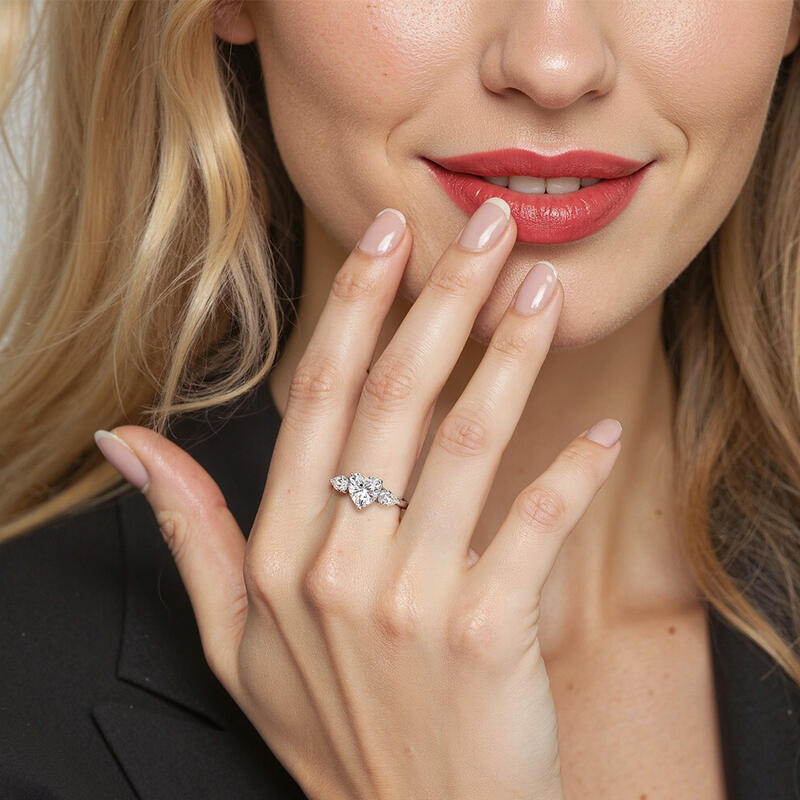 "The Love Melody" Heart Cut Three Stone Engagement Ring