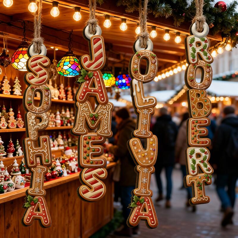 Personliga pepparkaksbokstavsdekorationer roliga julklappar