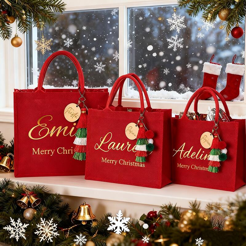 Bolsa de regalo de Navidad personalizada con nombre personalizado. Regalo exquisito para la mejor familia.