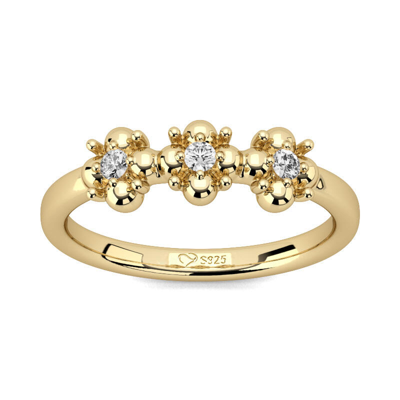 Jeulia 3つストーン ラウンドカット シルバー リング