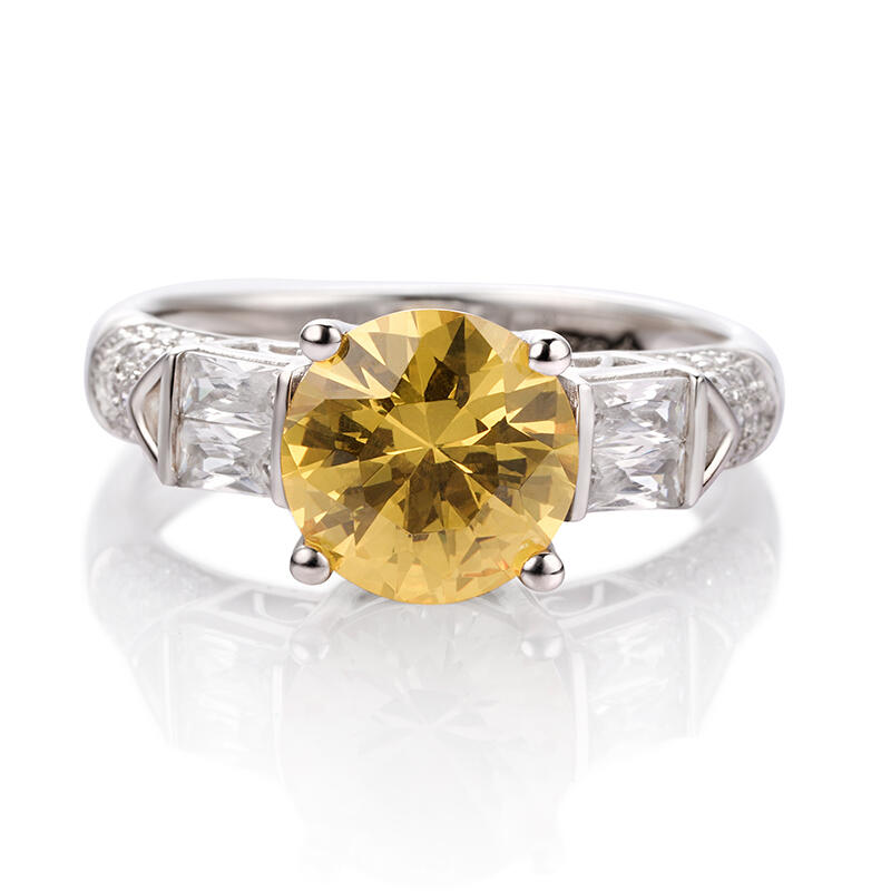 Jeulia Side Stones Round Cut Sterling Silver Ring