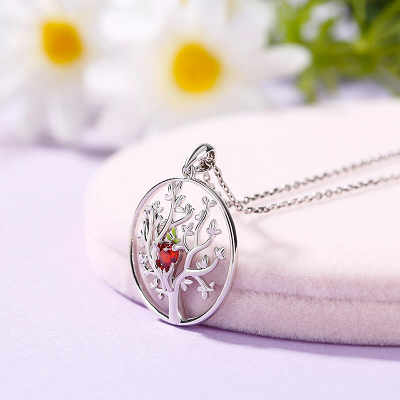 Jeulia Collar de plata de ley con corte de corazón "árbol de la vida"