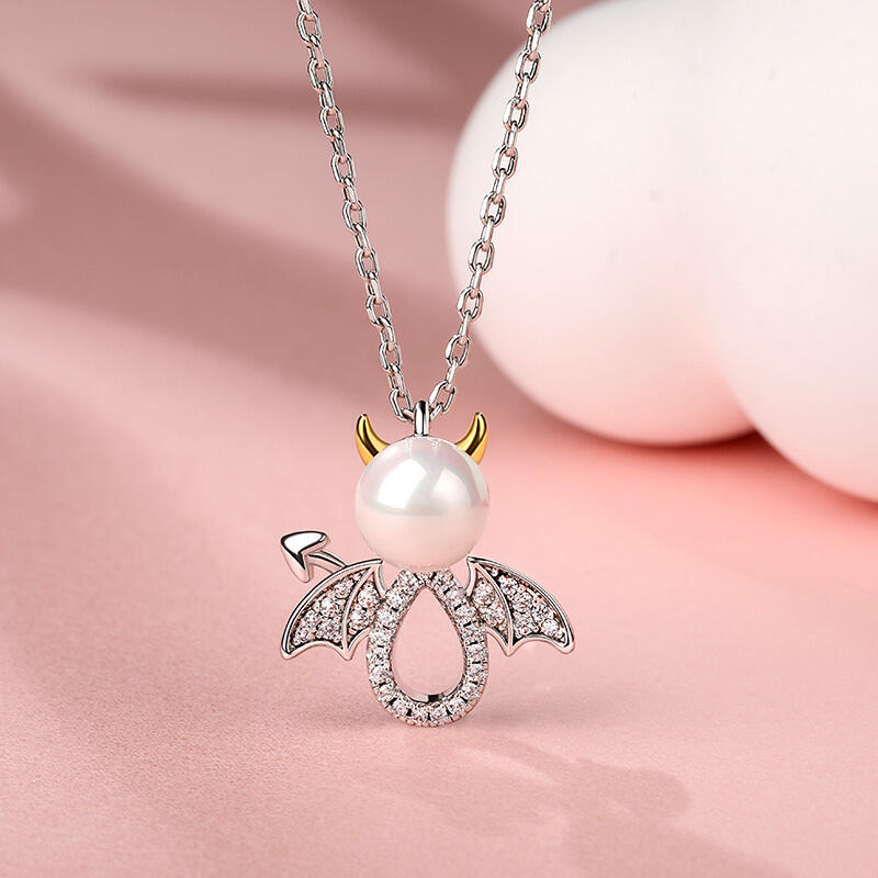 Jeulia Collar de perlas de plata de ley en forma de diablo