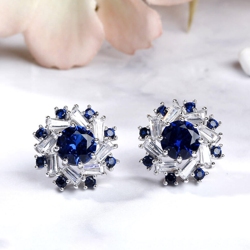 Jeulia Halo Round Cut Sterling Silver Stud Earrings