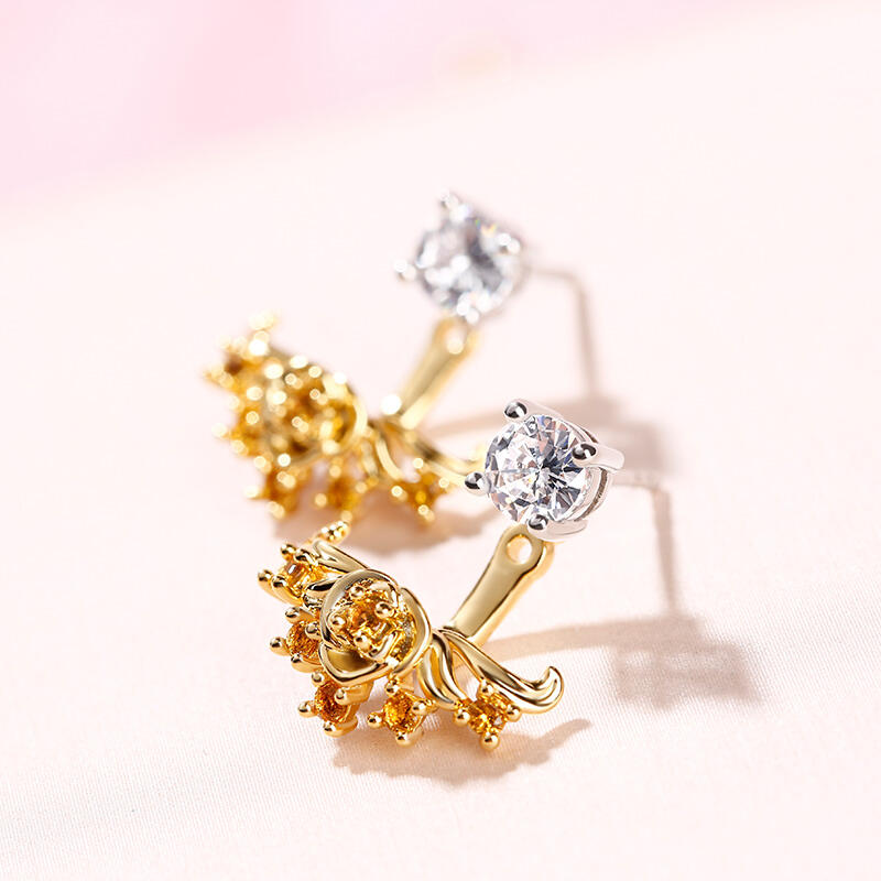 Jeulia Vintage Flower Sterling Silver Ear Jackets