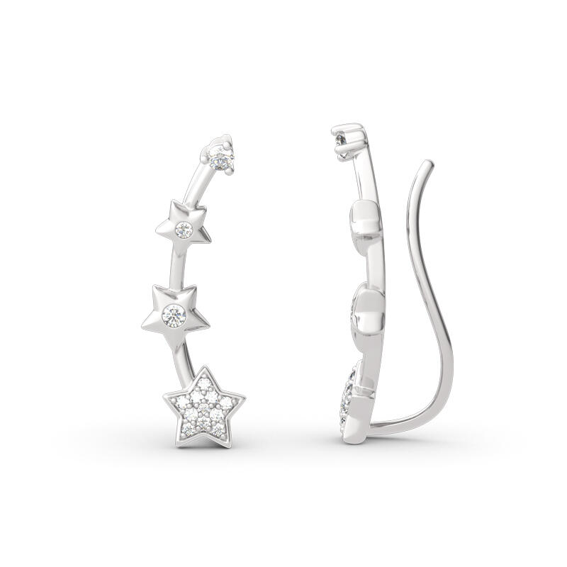 جوليا أقراط المتسلقة الفضة الإسترليني مع نجوم