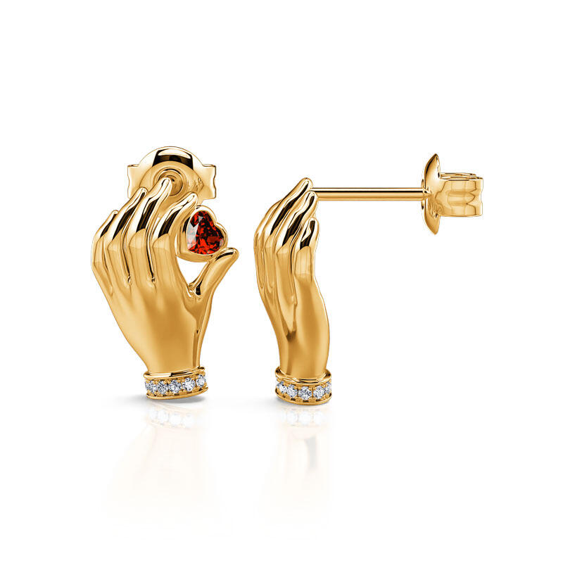 Jeulia "Catch Your Heart" Heart Cut Sterling Silver Stud Earrings