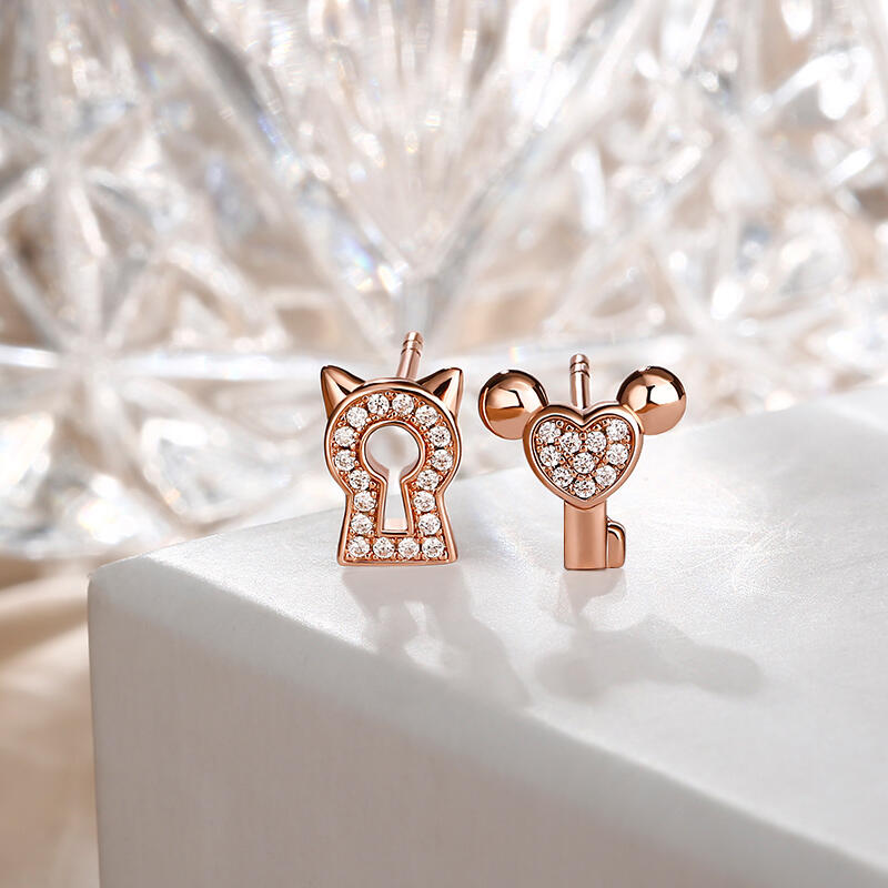 Jeulia "Key to Your Heart" Sterling Silver Children's Earrings