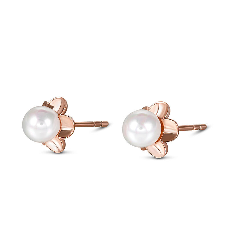 Jeulia "Ruffled Petals" Cultured Pearl Sterling Silver Children's Earrings