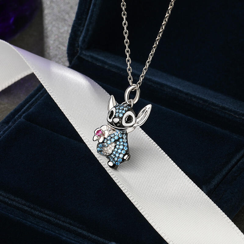 Jeulia “Little Monster” Cute Animal Flower Necklace Sterling Silver