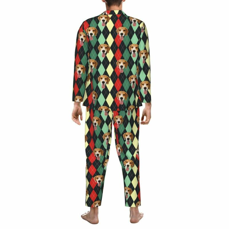 Gepersonaliseerde pyjama aangepast huisdier hoofd foto Argyle Patroon klassiek ontwerp prachtig cadeau voor familie