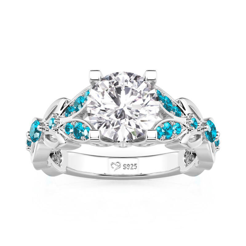 Jeulia Butterfly Round Cut Sterling Silver Ring