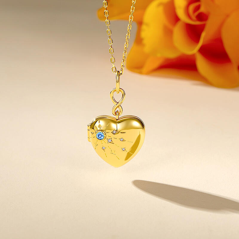 Jeulia Colgante Corazón con Foto Personalizada y Piedra de Nacimiento