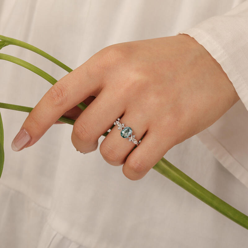 Jeulia Bague de Fiançailles Ovale Infini en Agate Mousse