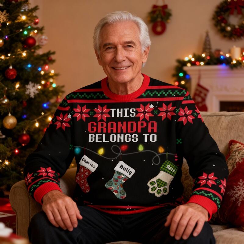 Personalized Ugly Sweater Unisex Custom Nickname Cute Socks Kids Design Perfect Christmas Gift for Family