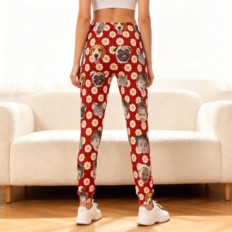 ユニセックス スウェットパンツ 顔写真 フラワー柄デザイン オーダーメイド