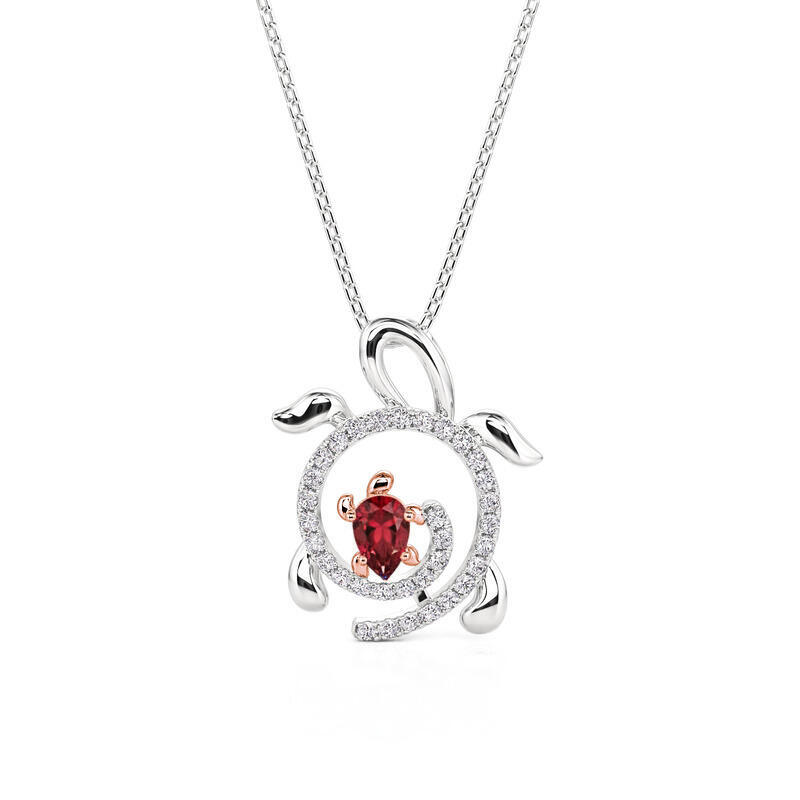 Jeulia Two Tone Parent Turtle Necklace with Birthstone