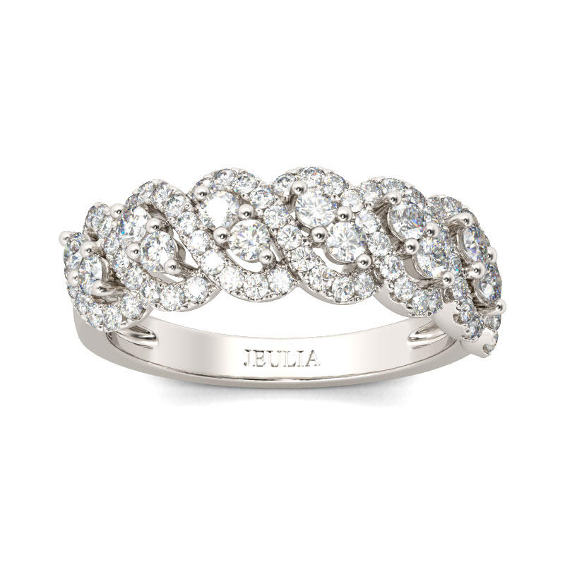 Jeulia Classic Round Cut Sterling Silver Women's Band