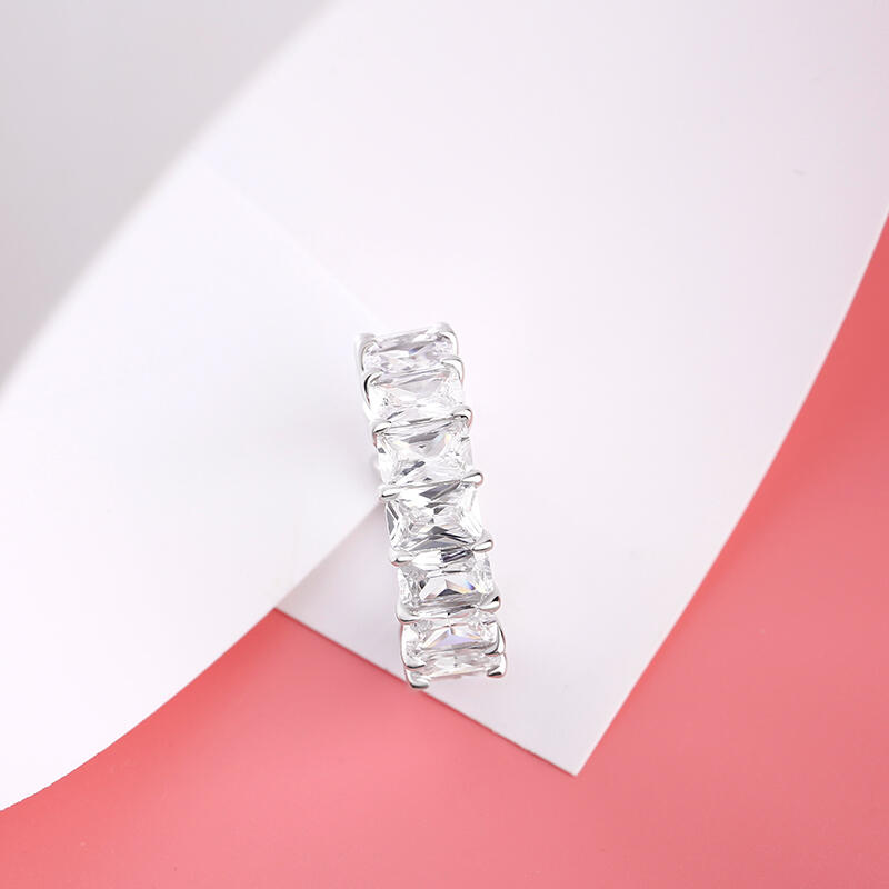 Jeulia Classic Radiant Cut Sterling Silver Women's Band