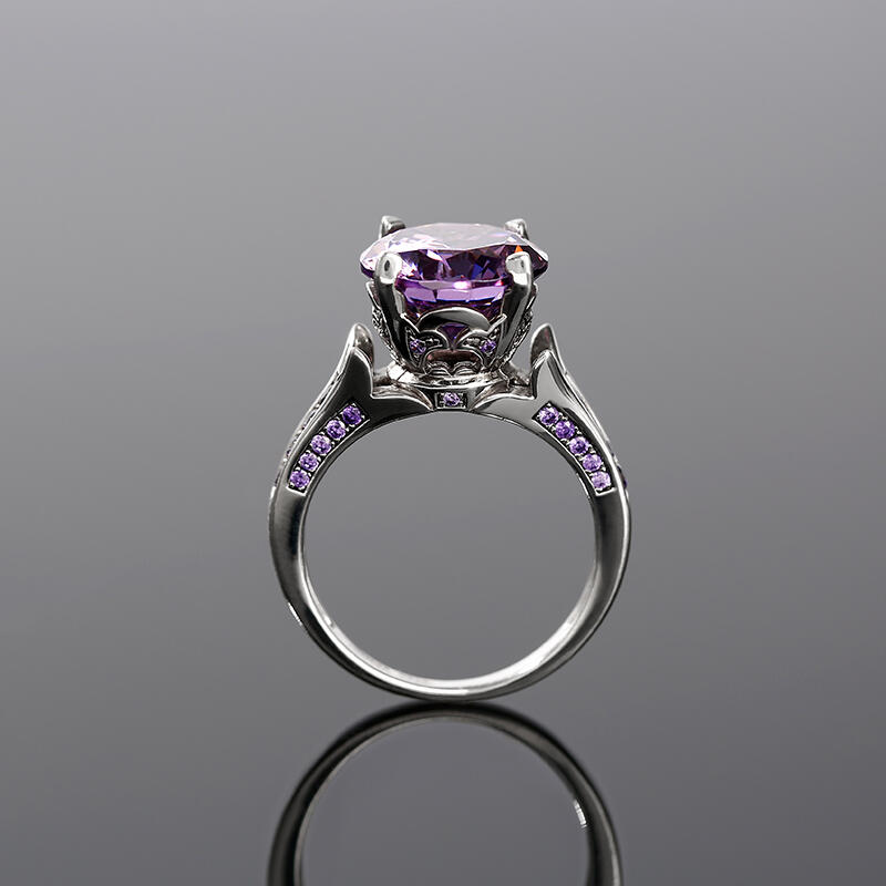 Jeulia Lilac Flower Round Cut Sterling Silver Ring