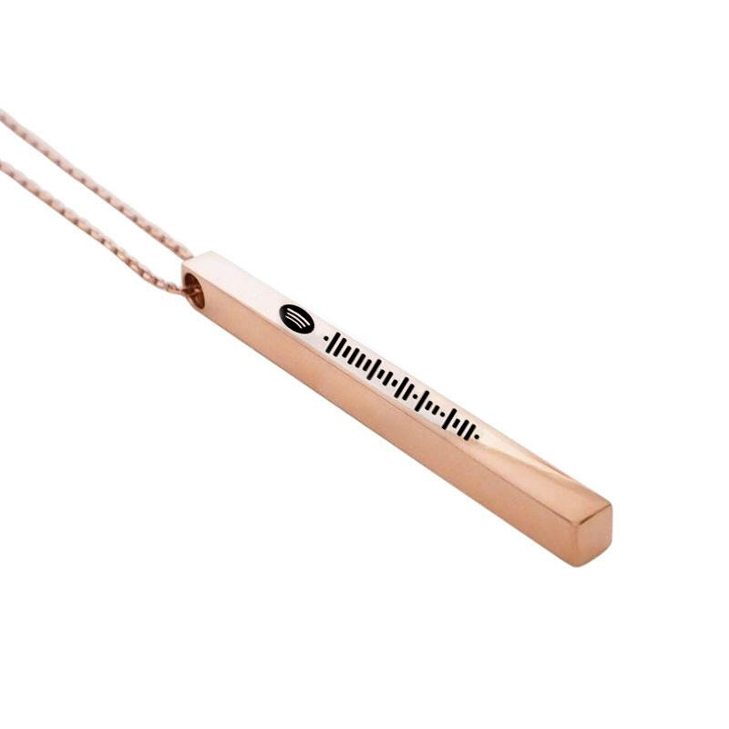 Jeulia Scannable Spotify Code Vertical Bar Stainless Steel Necklace