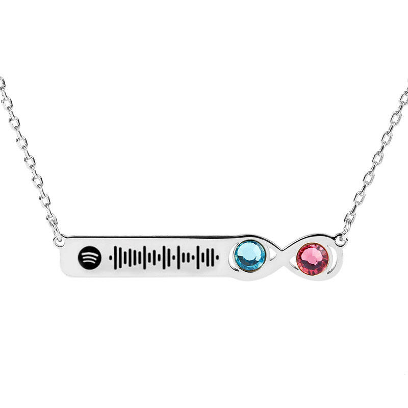 Jeulia Scannable Spotify Code Stainless Steel Necklace With Birthstone