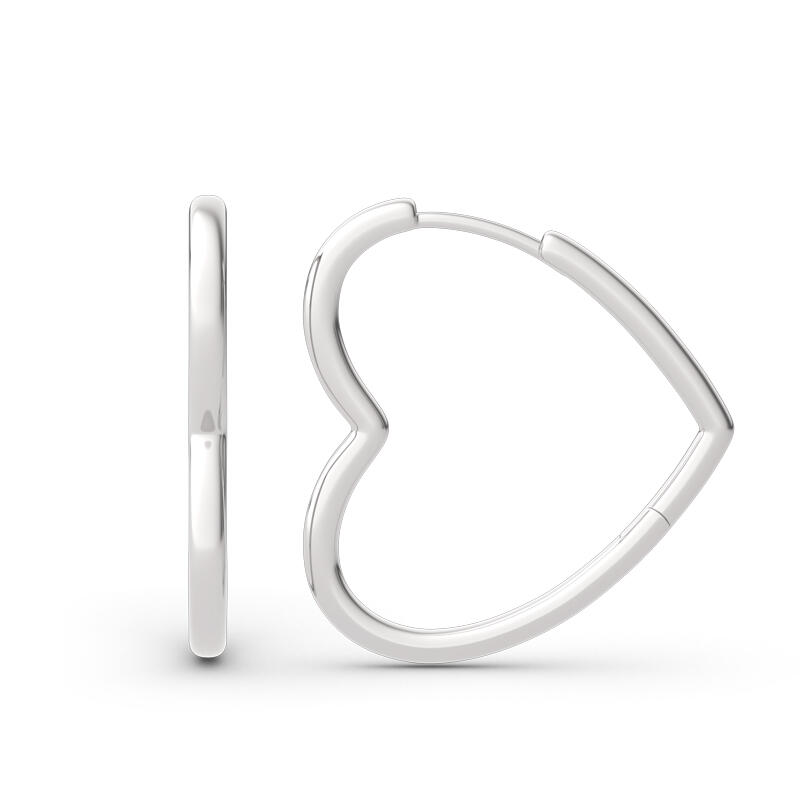 Jeulia Classic Heart Design Sterling Silver Hoop Earrings