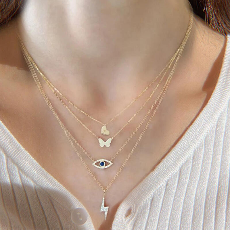 Jeulia "Evil Eye" Round Cut Sterling Silver Necklace