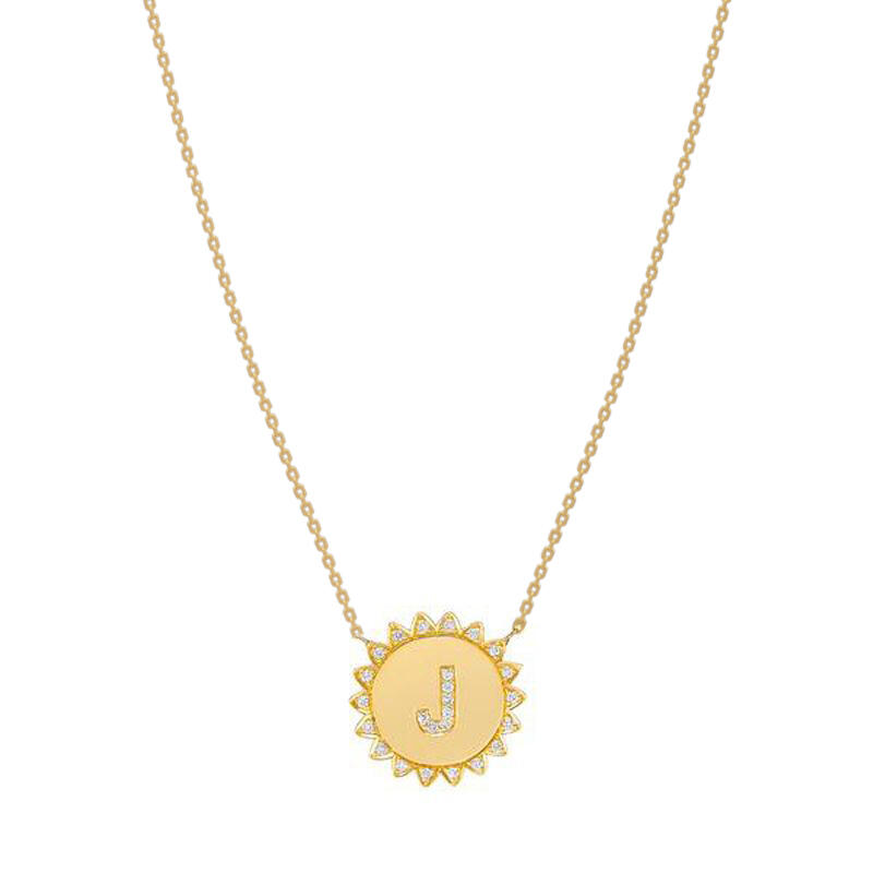 Jeulia "Warm Sun" Personalized Sterling Silver Initial Necklace